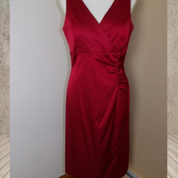 Donna Ricco New York Maroon Satin Party Dress / Size 10 - Picture 7 of 16